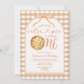 Invitation Bow Our Little Cutie Pie Automne En vichy 1er Anni (Devant)