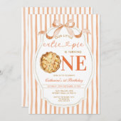 Invitation Bow Our Little Cutie Pie Fall Stripes 1er Annivers (Devant / Derrière)