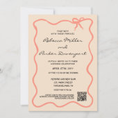 Invitation Bow Painted Pinstripes Wedding QR Code (Devant)