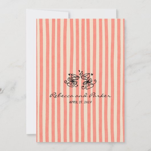 Invitation Bow Painted Pinstripes Wedding QR Code (Dos)