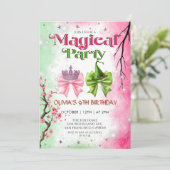 Invitation Bow pink & green Magical Witchy Birthday (Debout devant)