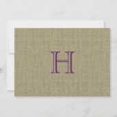 Invitation Bow pourpre et Fête des mariées Burlap (Dos)