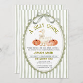 Invitation Bow Preppy Sage Fall Silly Goose Baby shower (Devant / Derrière)
