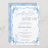 Invitation Bow Quelque Chose Blue Squiger Fête des mariées (Devant / Derrière)