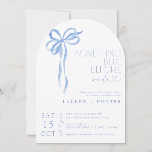 Invitation Bow Quelque Chose De Bleu Avant De Faire Couple (Devant)