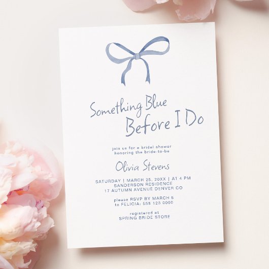 Invitation Bow quelque chose de bleu avant de faire douche nu