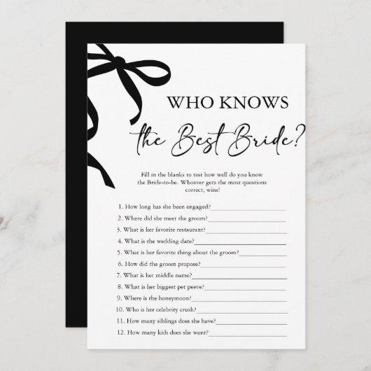 Invitation Bow Qui Connaît La Mariée Meilleure Fête des marié (Devant / Derrière)