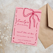 Invitation Bow Quirky Main tiré Whimsical Rouge rose rose Ann