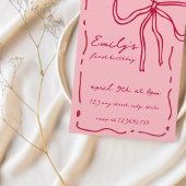 Invitation Bow Quirky Main tiré Whimsical Rouge rose rose Ann