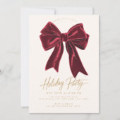 Invitation Bow Red Velvet Bow Élégante fête de Noël (Devant)