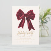 Invitation Bow Red Velvet Bow Élégante fête de Noël (Debout devant)
