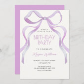 Invitation Bow ribbon birthday (Devant / Derrière)
