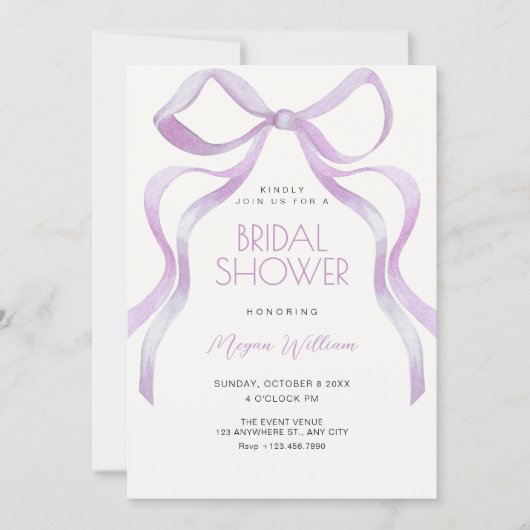 Invitation Bow ribbon bridal shower (Devant)