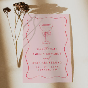 Invitation Bow Ribbon Élégant Moderne Enregistrer La Date