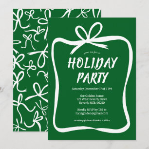 Invitation Bow Ribbon Frame Fête de Noël Fête PERSONNALISÉE