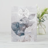 Invitation *~ Bow Romance AR26 Flower QR RSVP Mariage (Debout devant)