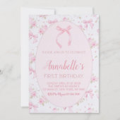 Invitation Bow rose 1er anniversaire Invitation, Bow rose flo (Devant)