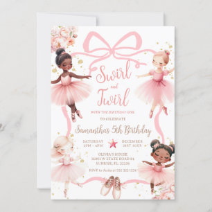 Invitation Bow rose Africain-Américain Ballerina Tutu Anniver