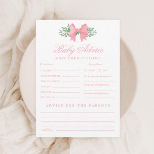 Invitation Bow rose Baby Conseils et prédictions Jeu de douch