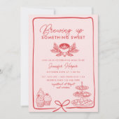 Invitation Bow rose | Baby shower doux (Devant)