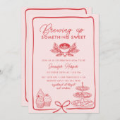 Invitation Bow rose | Baby shower doux (Devant / Derrière)