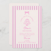 Invitation Bow rose, Barré rose | Anniversaire pourpre (Devant / Derrière)