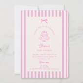 Invitation Bow rose, Barré rose | Anniversaire pourpre (Devant)