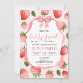 Invitation Bow rose Berry Baby shower sucré (Devant)