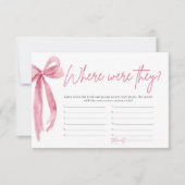 Invitation Bow Rose Blush Où Étaient-Ils Jeu De Fête des mari (Devant)
