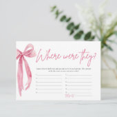 Invitation Bow Rose Blush Où Étaient-Ils Jeu De Fête des mari (Debout devant)