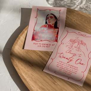 Invitation Bow Rose Bravo À Vingt Et Un Photo Anniversaire