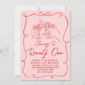 Invitation Bow Rose Bravo À Vingt Et Un Photo Anniversaire (Devant)