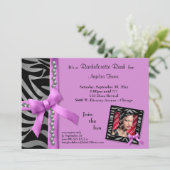 Invitation Bow Rose Chaud Avec Des Perles D'Argent Et Des Str (Debout devant)