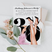 Invitation Bow rose & Cocktails Coquette Moderne 30e annivers