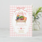 Invitation Bow rose En vichy Baby shower cultivé localement (Debout devant)