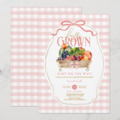 Invitation Bow rose En vichy Baby shower cultivé localement (Devant / Derrière)
