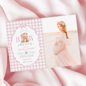 Invitation Bow rose En vichy Teddy Bear Baby shower Photo