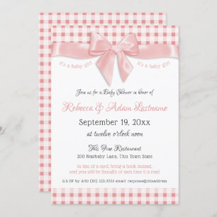 Invitation Bow rose et Baby shower En vichy