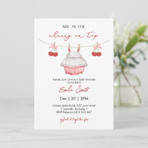 Invitation Bow rose et baies, cerise sur le Baby shower supér