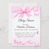 Invitation Bow Rose Et Butterfies Fille Baby shower (Devant)
