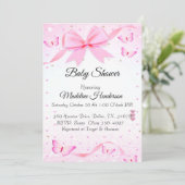 Invitation Bow Rose Et Butterfies Fille Baby shower (Debout devant)