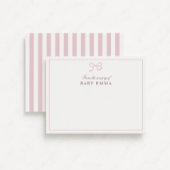 Invitation Bow rose et rayures de la pépinière de, Merci