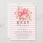 Invitation Bow rose Floral baby shower d'aquarelle (Devant)