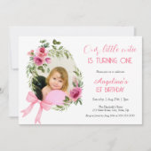 Invitation Bow rose Floral Little Cutie Photo Anniversaire (Devant)