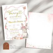 Invitation Bow rose Floral Petit Lapin Baby shower