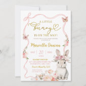 Invitation Bow rose Floral Petit Lapin Baby shower (Devant)