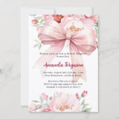 Invitation Bow rose floraux élégante Fête des mariées (Devant)