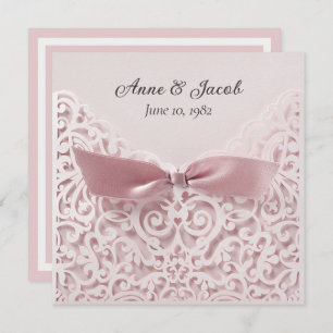 Invitation Bow rose Noir Sur Dentelle Renouvellement Vow