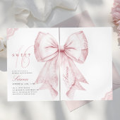 Invitation Bow rose pâle 16 anniversaire