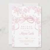 Invitation Bow rose pâle et Fête des mariées en toile (Devant)